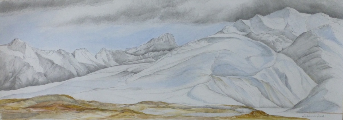 Susanna Izard | No 10 Mt Stevenson and Braemar Dome | watercolour| McAtamney Gallery and Design Store | Geraldine NZ